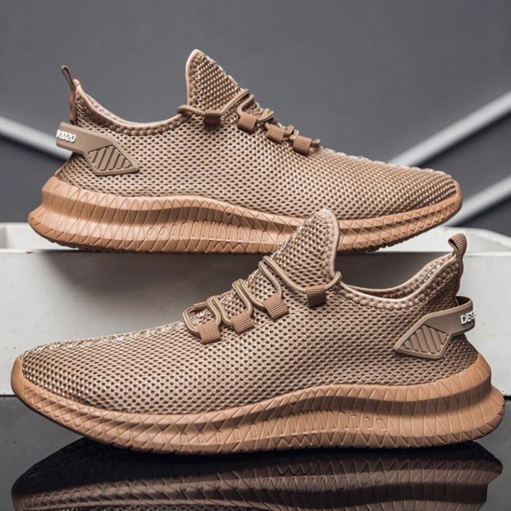 Light Style Mesh Sneakers Minimalist Shoes Tan US Size 11.5